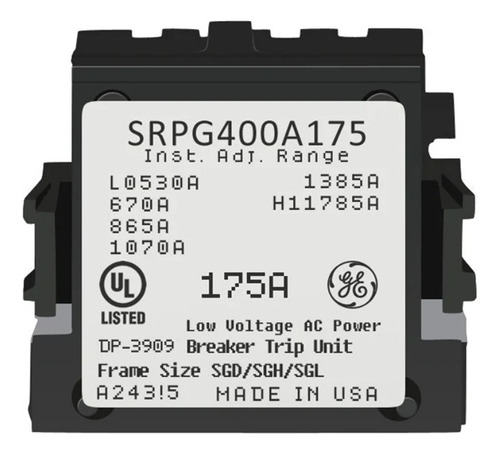 Srpg400a175 Rating Plug De 400 A 175amps