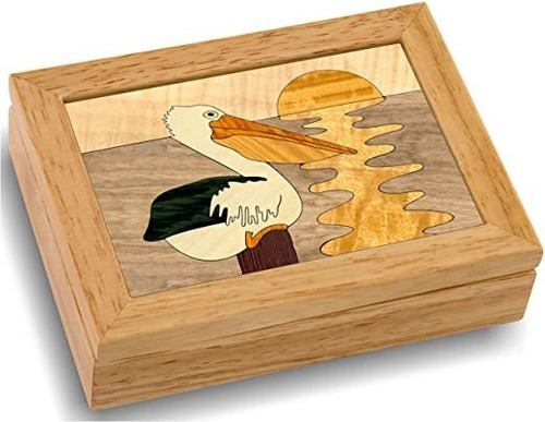 Wood Art Pelican Caja - Handmade Usa - Calidad Inigualable