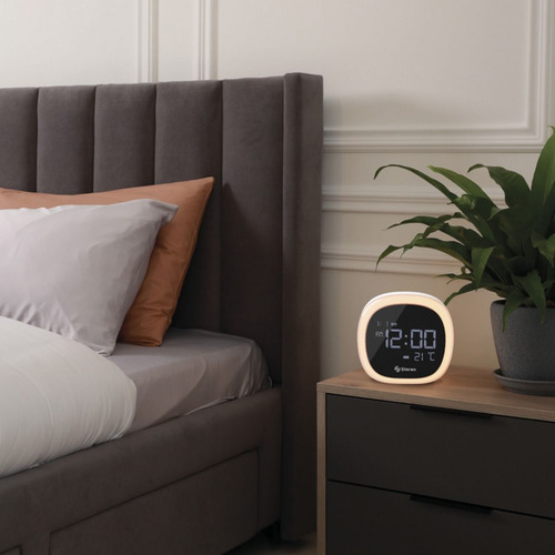 Reloj Despertador Digital, Con Termómetro Y Luz De Noche