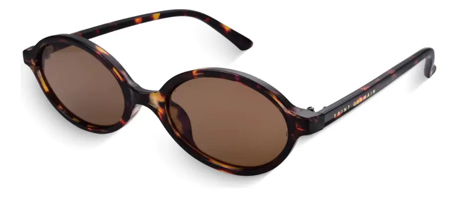 Óculos de Sol Saint Germain Siena ​Oval Tartaruga para Mulher com Lente Marrom e Proteção UV400