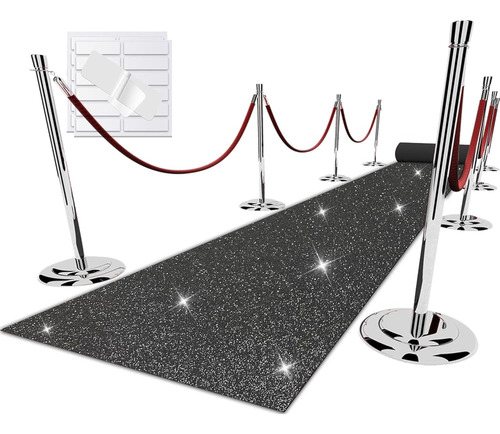 ~? Ezlucky Glitter Black Carpet Runner Para Fiesta, Rollo De