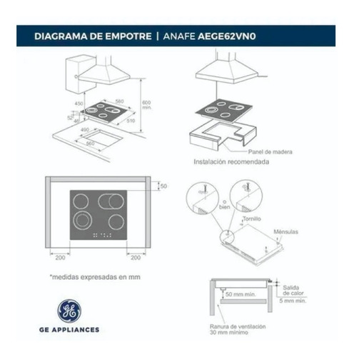 Imagen 5 de 6 de Anafe General Electric Vitroceramico 60cm Aege62vn0 !
