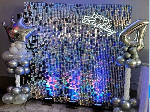 Alquiler Shimmer Panel Lentejuelas Alas Neón Deco 15 Años 