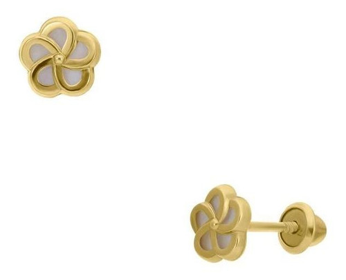 Broqueles De Oro Amarillo 14k Con Nacar