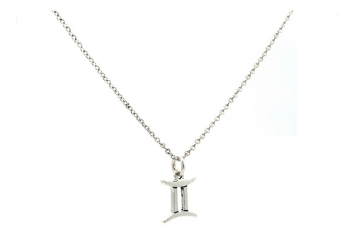 Collar Dije Zodiaco Plata .925 De 45 Cm Mujer Hombre Agálea Color Geminis
