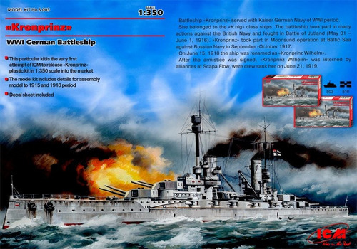 Icm Kronprinz 1/350 Wwi German Battleship 003 Rdelhobby Mza