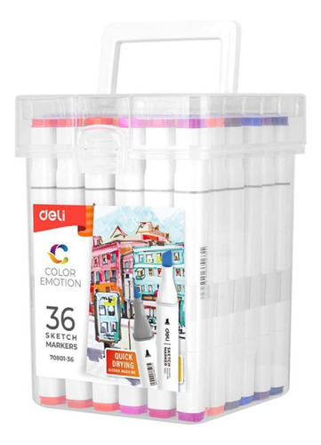 Set 36 Marcadores Doble Punta Lavable Deli 1mm Sketch Marker