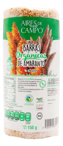 Barras De Amaranto Aires De Campo Natural Orgánicas 150g