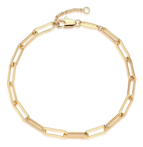 Pulsera Mevecco Para Mujer Cadena De Clip Chapado Oro 14k Oro 16.51 Cm