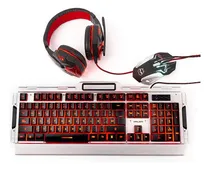 Comprar Kit Gamer Halion Ha-860c Panzer 3en1 Anti-ghostin Luces Led Mouse Negro Teclado Gris