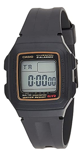 Reloj De Cuarzo De Resina Negra Casio F201wa-9a Para Hombre 