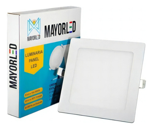 Panel Led Embutir Cuadrado 6w Luz Fria Spot 220v Pack X10 Color Blanco