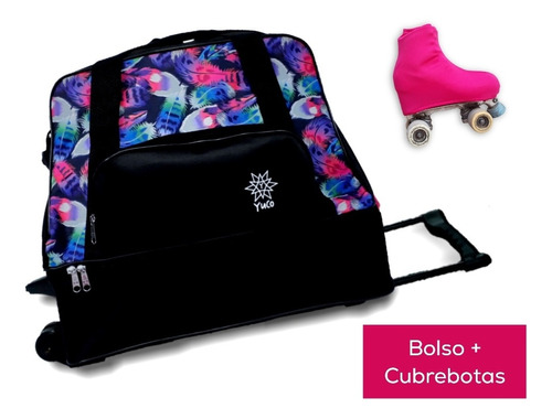 Combo Bolso Patin Cajon Carrito Estampado Yuco + Cubrebota