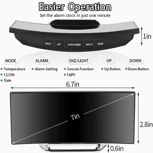 Imagen 3 de 7 de Reloj Despertador Digital Pantalla Led Alarma Luminoso