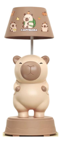 Lampara Capibara Carpincho + Cable Usb Stickers Y Sacapuntas Estructura Beige