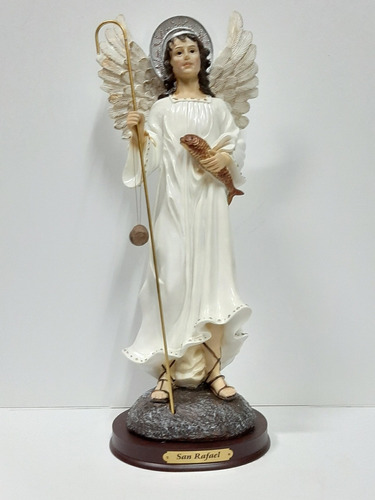 Estatua De San Rafael Arcángel - 40 Cm - Resina Poliéster