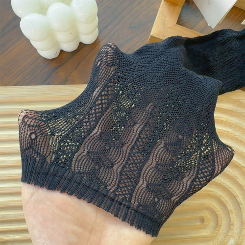 Medias De Encaje Con Estampado De Corazones, Calcetines Jk L