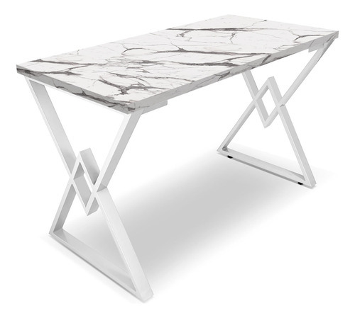 Mesa Ouro 1,20x0,60 Em Aço E Madeira P/ Escritório Cozinha Cor Branco/Vulcano