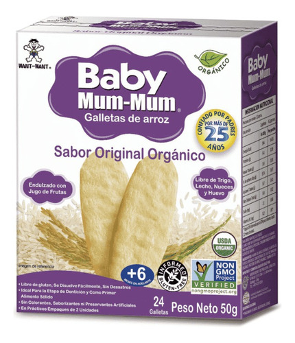 Baby Mum Mum Galletas De Arroz Original Sin Gluten 50 G
