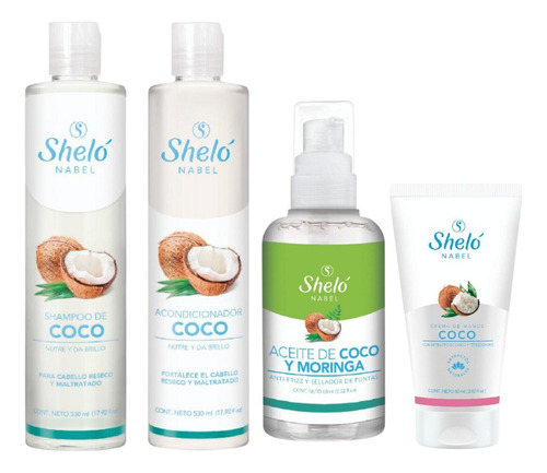 Shampoo, Acondicionador, Aceite Y Crema De Manos Coco Shelo