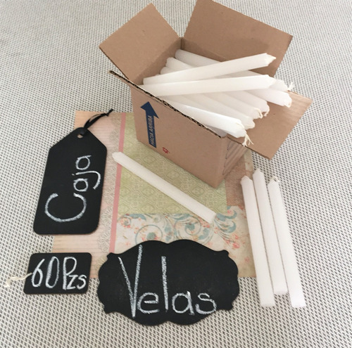 Velas Largas - Color Blanco  I  Caja De 60 Piezas