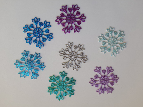 Copos De Nieve Frozen 5.5 Cm. - Goma Eva Glitter (20 Utotal) Blanco Copos De Nieve Frozen Grandes 5.5 Cm.