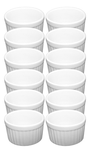 12 Ramekin Porcelana Branca Pequeno Primeira Linha 90ml 