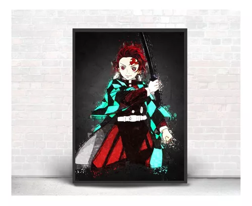 Quadro decorativo Emoldurado Tanjiro Desenho Demon Slayer Arte