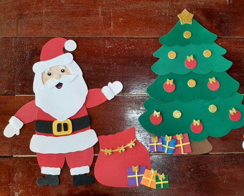 Painel De Natal Em Eva Papai Noel Boneco De Neve Árvore | Parcelamento sem  juros