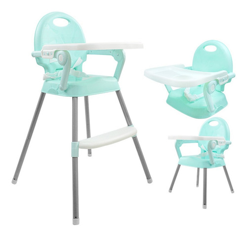 Silla Alta Bebe Periquera Para Comer Convertible 3 En 1 Color Verde Clásica