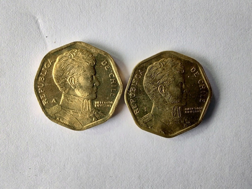 2 Monedas Chile 5 Pesos 2002 Ceca Armat Y Santiago (x1099