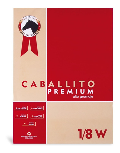 Block Caballito Premium 1/8 W 180 Grs 20 Hojas - Mosca