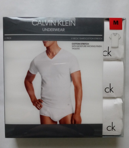 Franelas Calvin Klein Para Hombre (3 Pack) Cuello En V