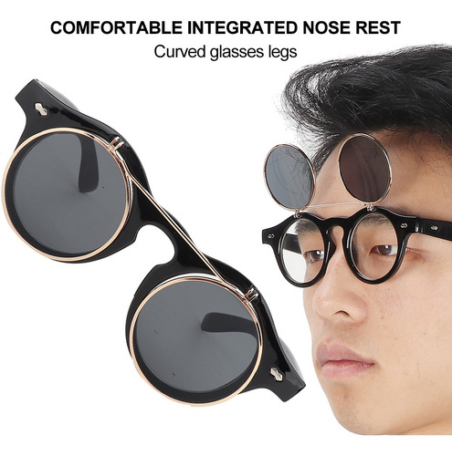 Gafas De Sol Con Montura Redonda, Estilo Punk Y Vintage