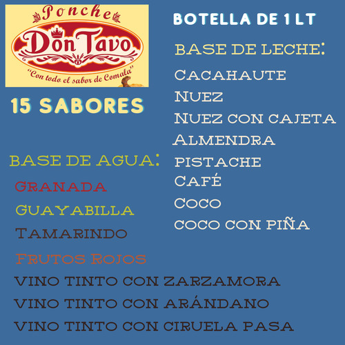 Ponche De Comala Don Tavo Sabor Frutas Tropicales 1 Lt