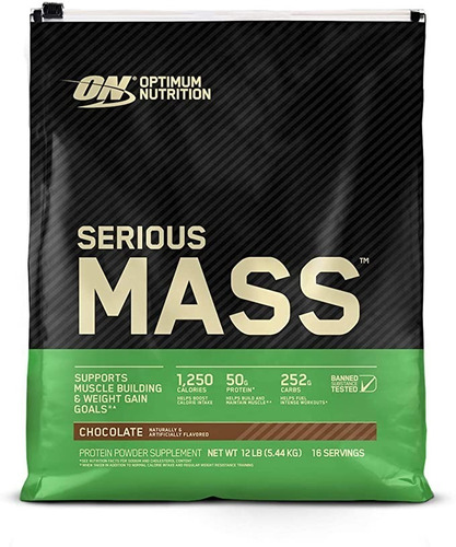 Suplemento en polvo Optimum Nutrition Mass Serious Mass carbohidratos sabor vainilla en bolsa de 5.44kg
