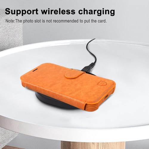 Funda Cartera Para iPhone X/xs/10 Burnt Naranja Piel