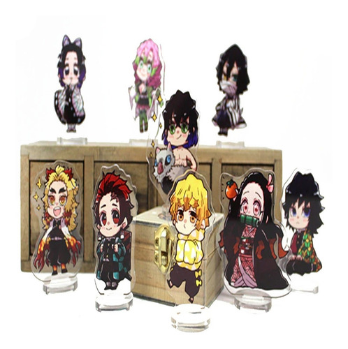 Set9 Figuras De Acrilico Kimetsu No Yaiba 6cm Tanjiro Nezuko