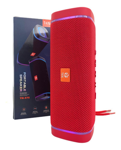 Bocina Bluetooth Tn375 Portatil Roja Con Rgb Luces