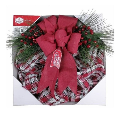 Corona Navideña De Tartan Holiday Time 50 Cm
