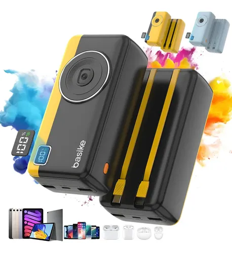 Power Bank Basike 30000mAh com Carga Rápida 22.5W e Cabos Integrados, para iPhone e Android