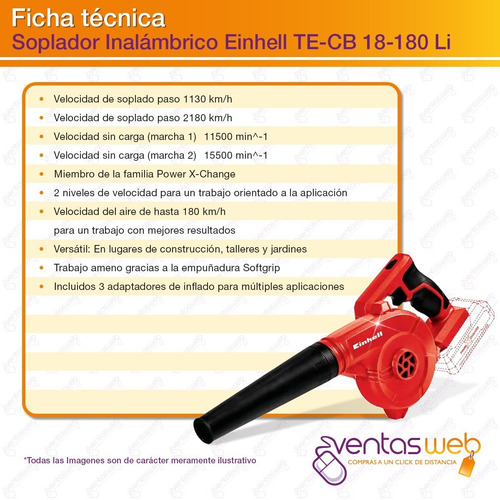 Imagen 5 de 6 de Sopladora Inalambrica 18v Inflador 3 Picos Bateria Gde 4 Amp