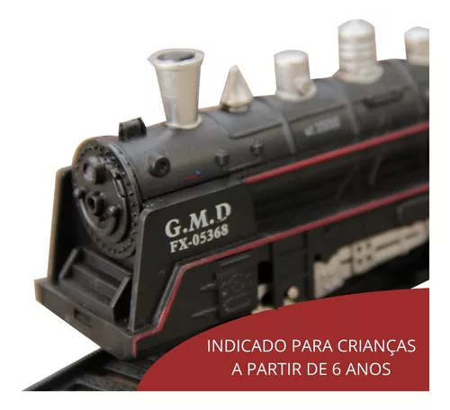 Ferrorama trem locomotiva brinquedo crianca luz 15 pecas infantil abmida