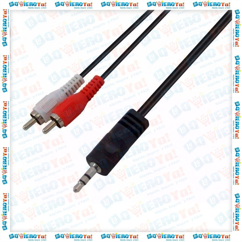 Cable Mini Plug 3.5mm Estereo A 2 Rca Macho 5mts Netmak