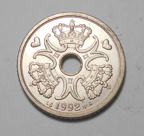 Dinamarca Hermosa Moneda De 1 Corona 1992 Km#873.1 S/ Circ