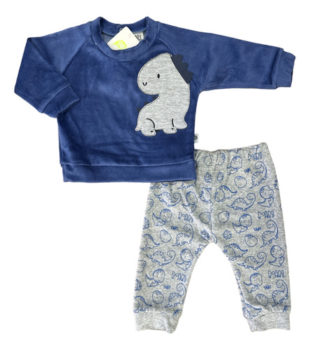 Conjunto Bebe Plush Buzo Y Pantalon Con Puño Invierno Yaby