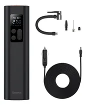 Comprar Compresor De Aire Portatil Para Auto Mini Inflador Baseus 150 Psi Con Led 4 Boquillas Color Negro