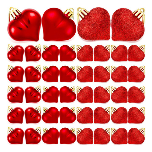 48 Piezas De Adornos De Corazn, Bolas De Navidad En Forma De