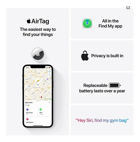 Imagen 5 de 6 de Apple Airtag Rastreador Pack 4 Unidades