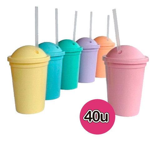 Imagen 1 de 10 de Vasos Plasticos Souvenirs Pasteles X 40 U - Lollipop